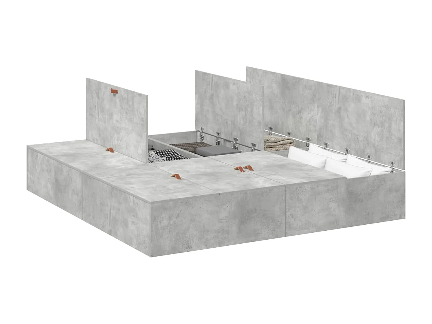 Cadre de lit avec rangement Gris béton 200 x 200 cm