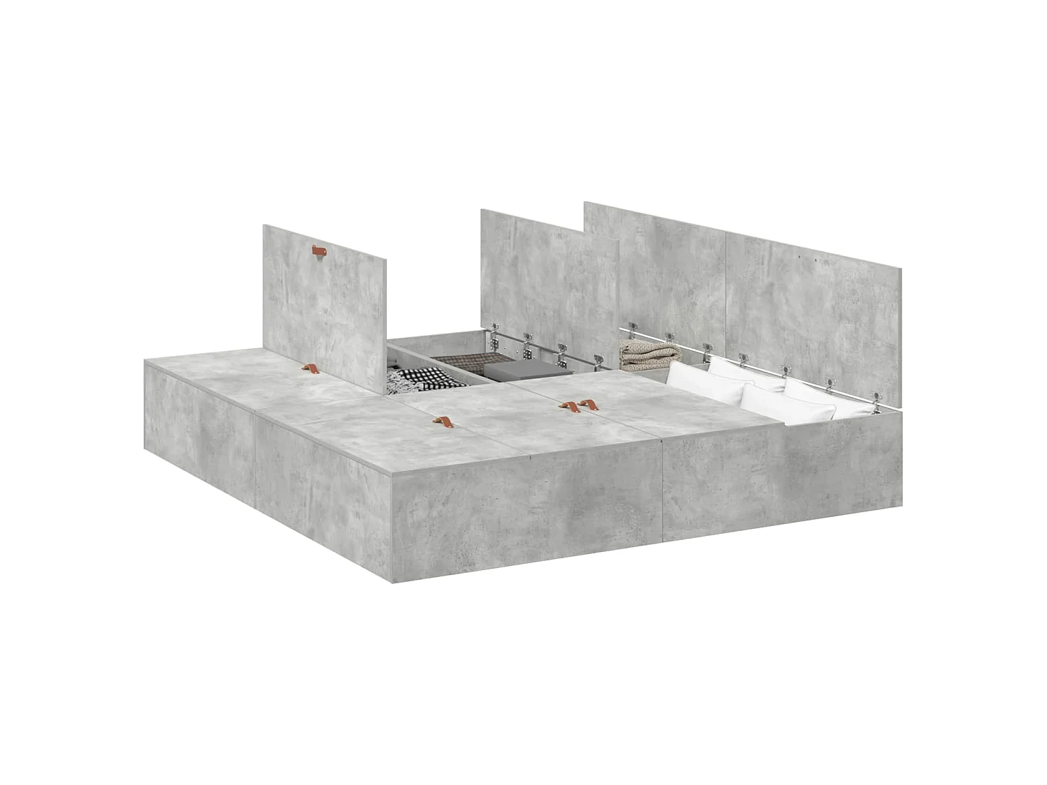 Struttura letto con contenitore Grigio cemento 200 x 200 cm