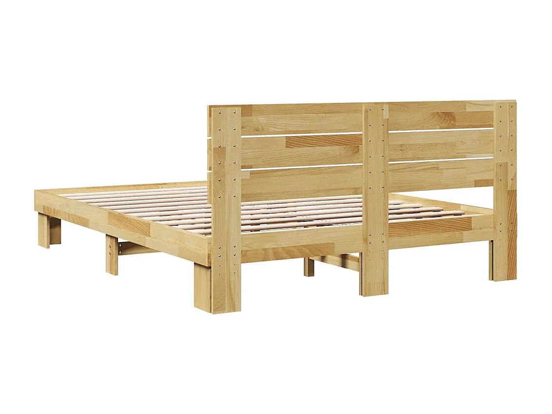 Massivholzbett mit Kopfteil ohne Matratze 135x190 cm Eichenholz