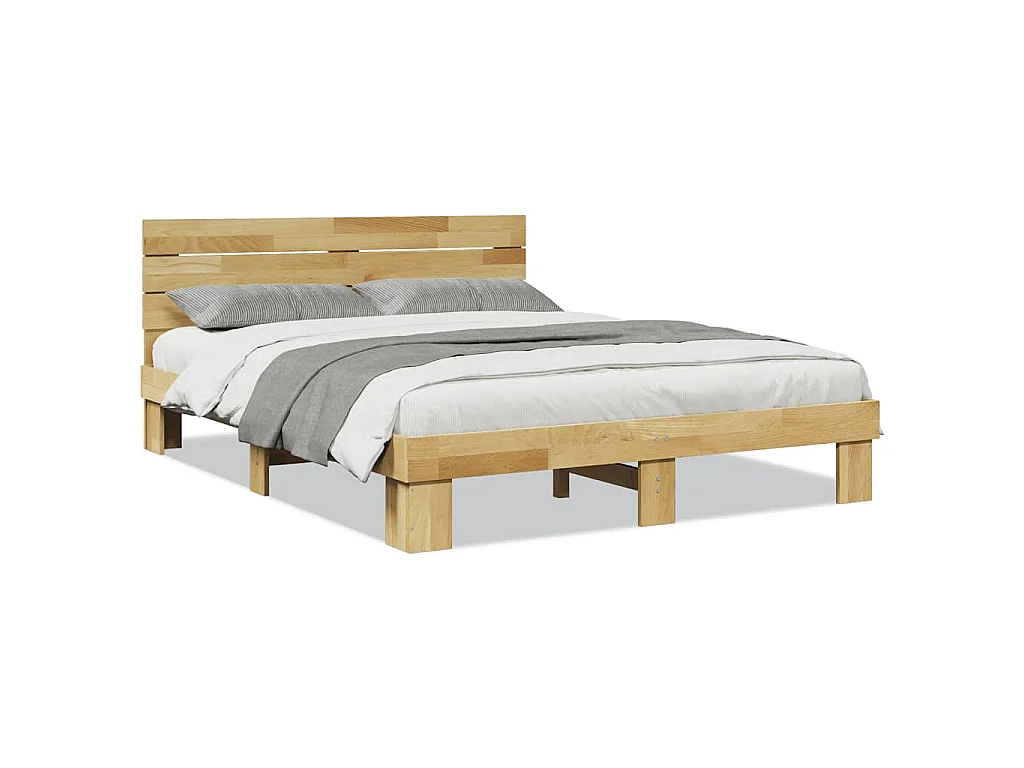 Estrutura cama cabeceira sem colchão 135x190 cm maciça carvalho