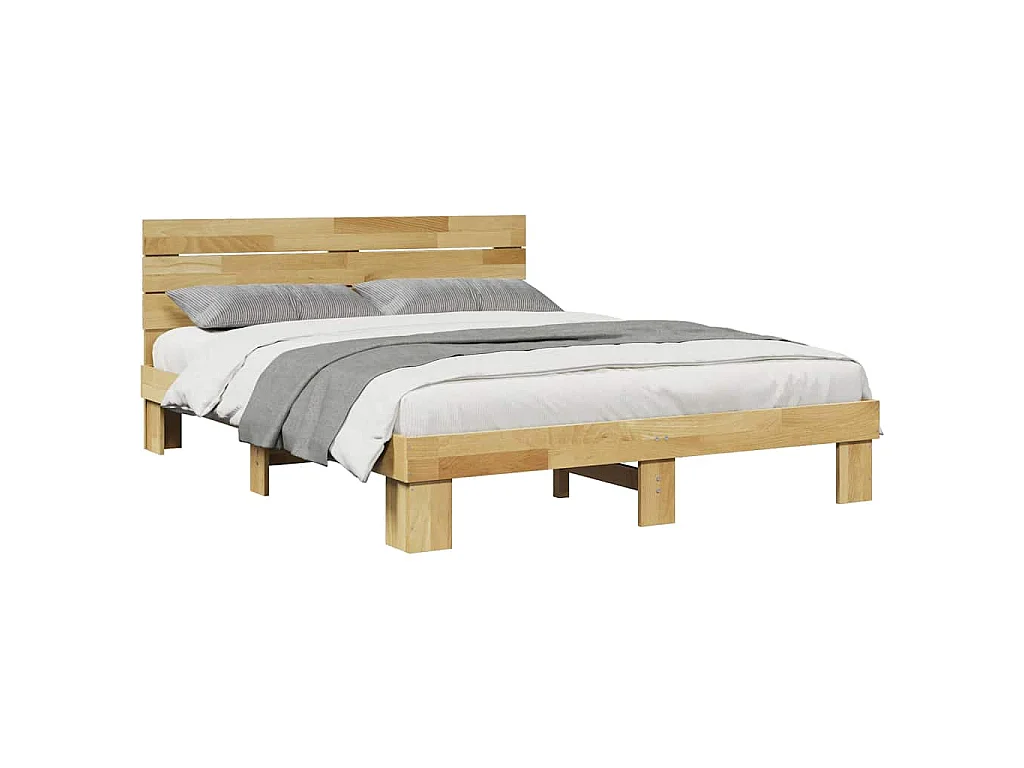 Estrutura cama cabeceira sem colchão 135x190 cm maciça carvalho