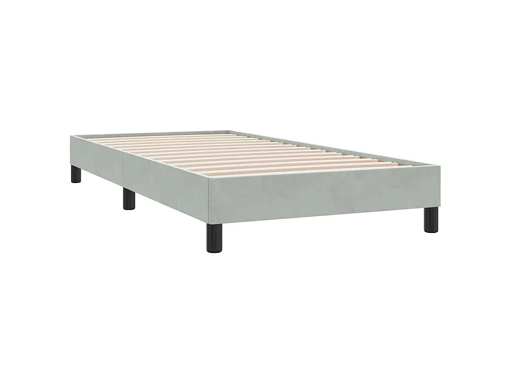 Cama box spring con colchón terciopelo gris claro 80x210 cm