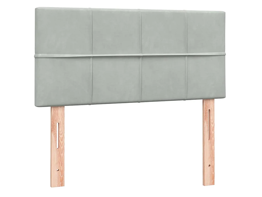 Cama box spring con colchón terciopelo gris claro 80x210 cm