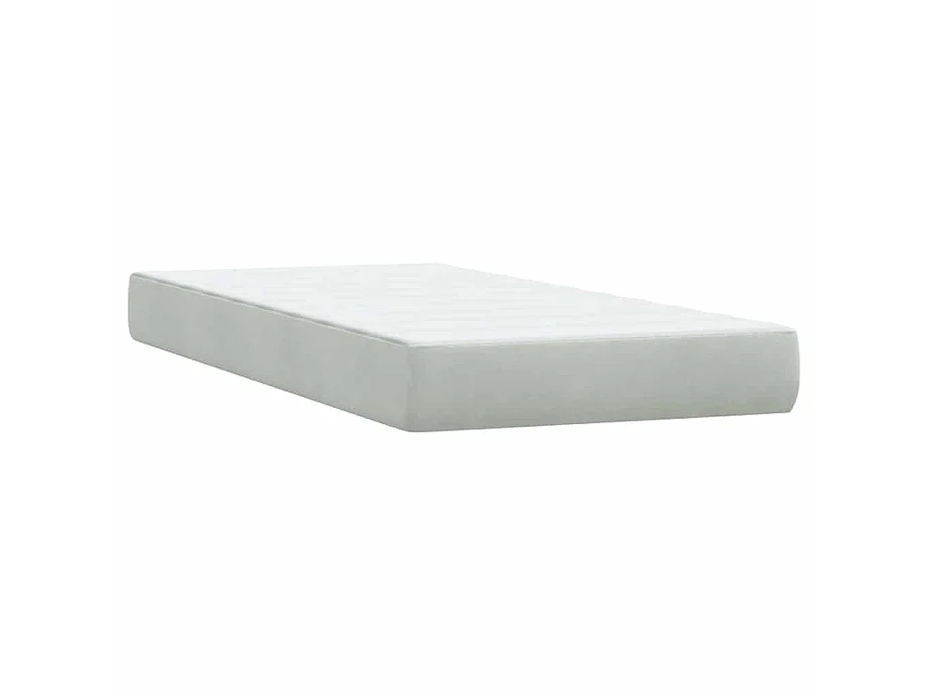 Cama box spring con colchón terciopelo gris claro 80x210 cm