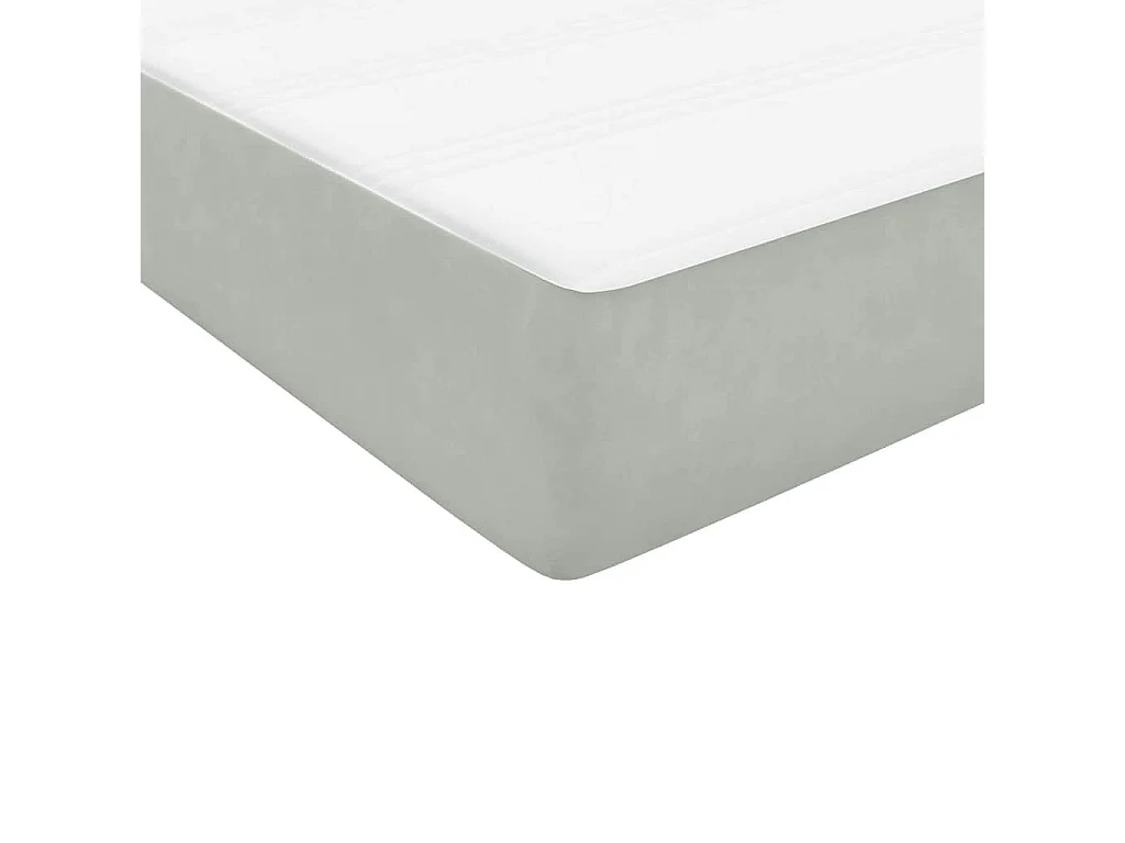 Cama box spring con colchón terciopelo gris claro 80x210 cm