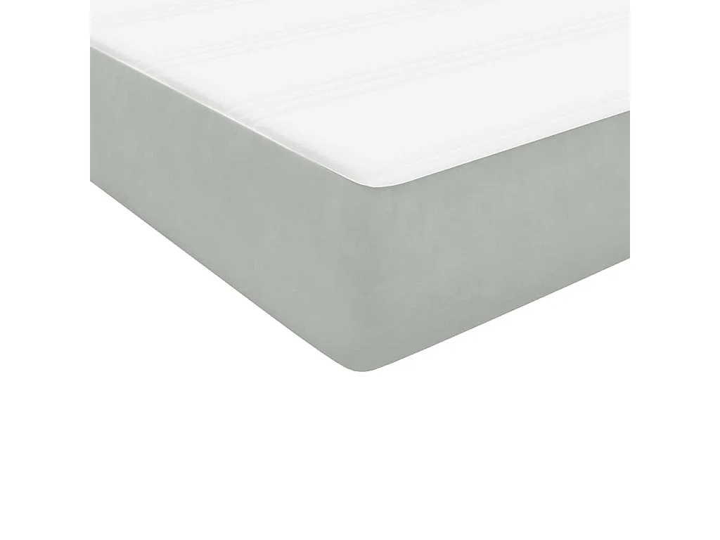 Cama box spring con colchón terciopelo gris claro 80x220 cm