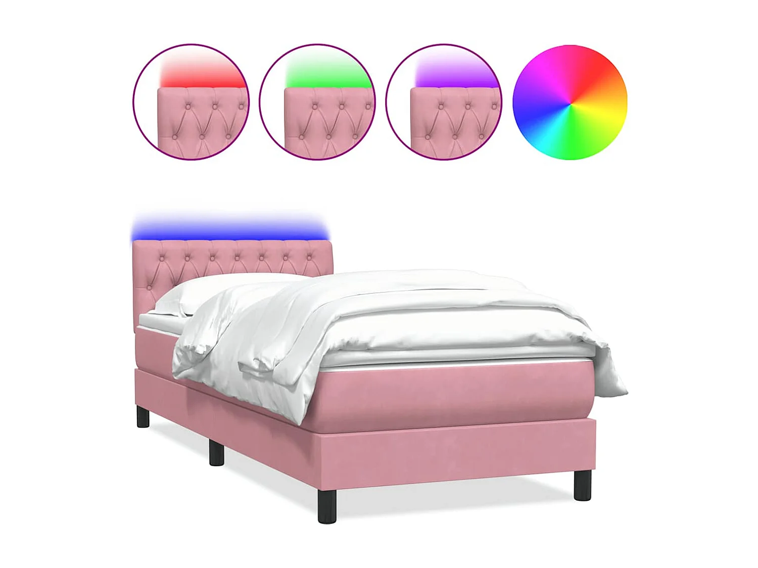 Boxspringbett mit Matratze & LED Rosa 80x220 cm Samt
