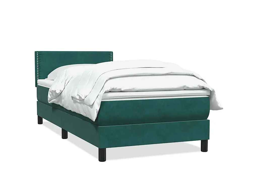 Sommier à lattes de lit et matelas vert foncé 80x220 cm velours