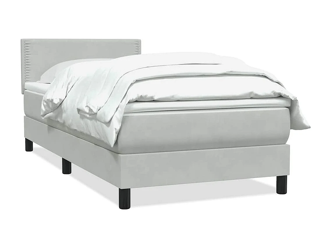 Cama com molas/colchão cinzento-claro 80x220 cm veludo