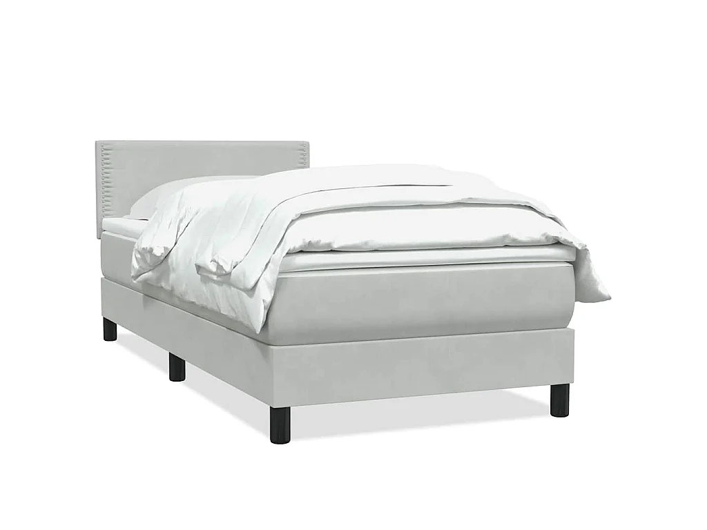 Boxspring met matras fluweel lichtgrijs 80x220 cm