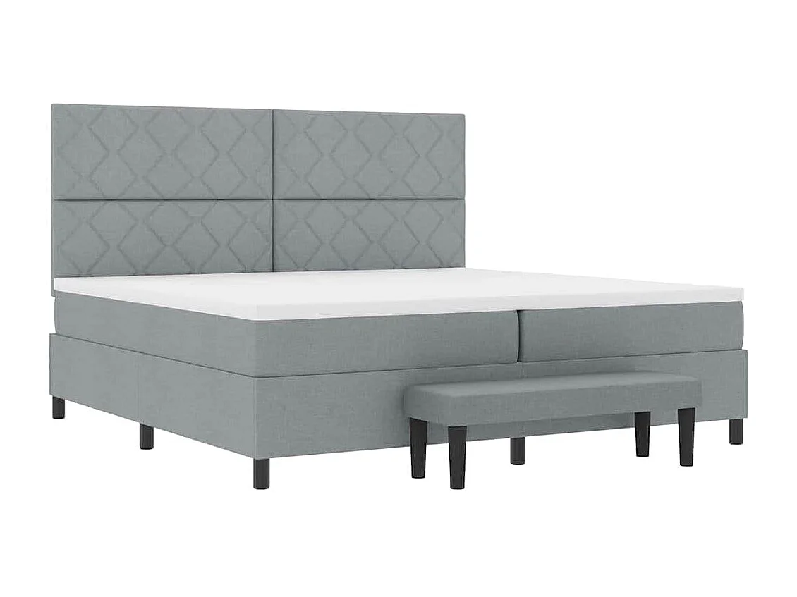 Boxspringbett mit Matratze Hellgrau 200 x 200 cm Stoff