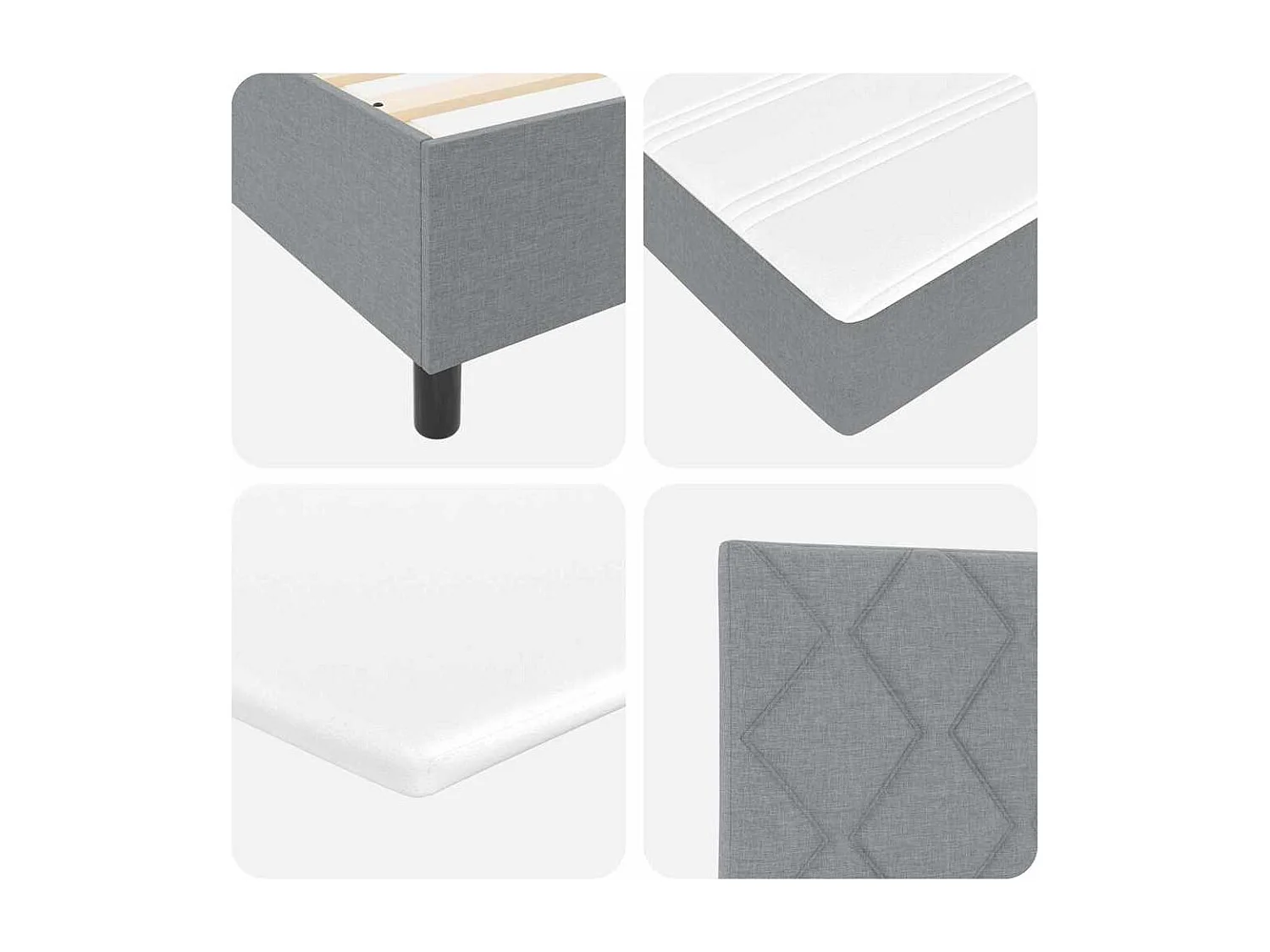 Boxspringbett mit Matratze Hellgrau 200 x 200 cm Stoff