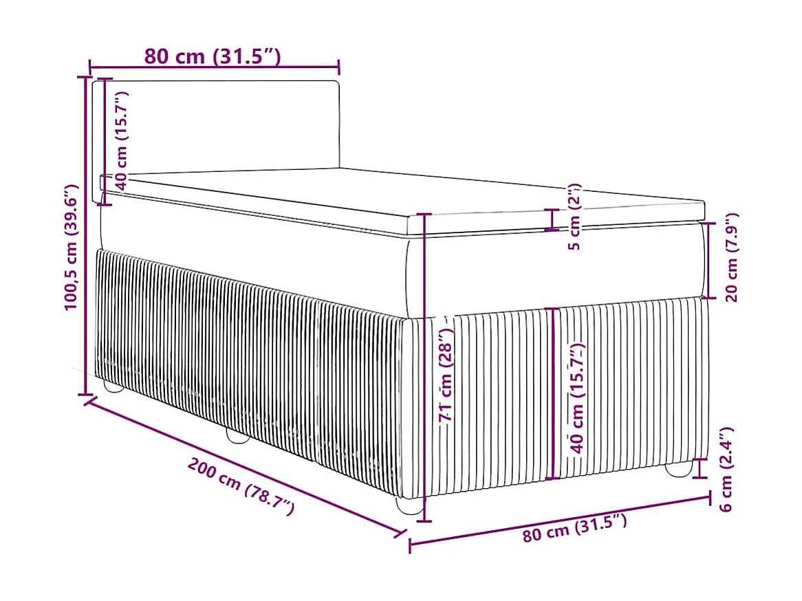 Giroletto a Molle con Materasso Tortora 80x200 cm inTessuto