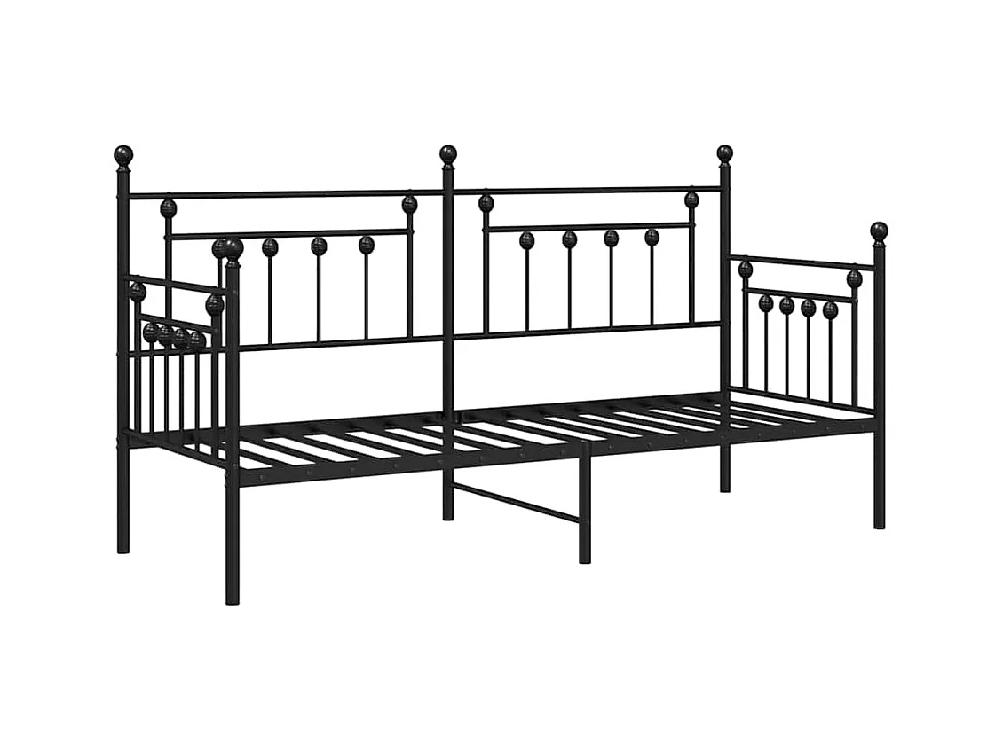 Cadre de lit de jour avec tête de lit Noir 75 x 190 cm Acier