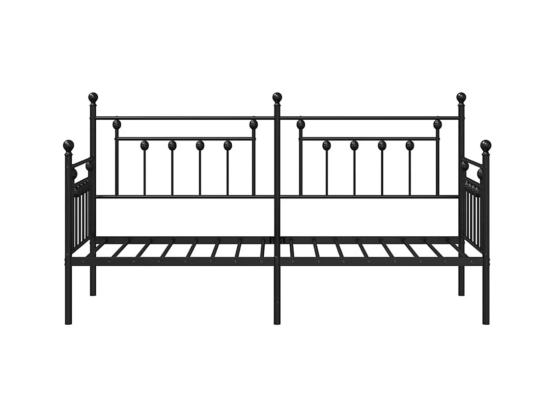 Cadre de lit de jour avec tête de lit Noir 75 x 190 cm Acier