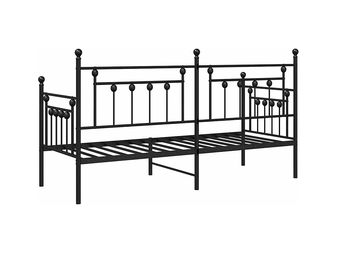 Cadre de lit de jour avec tête de lit Noir 75 x 190 cm Acier