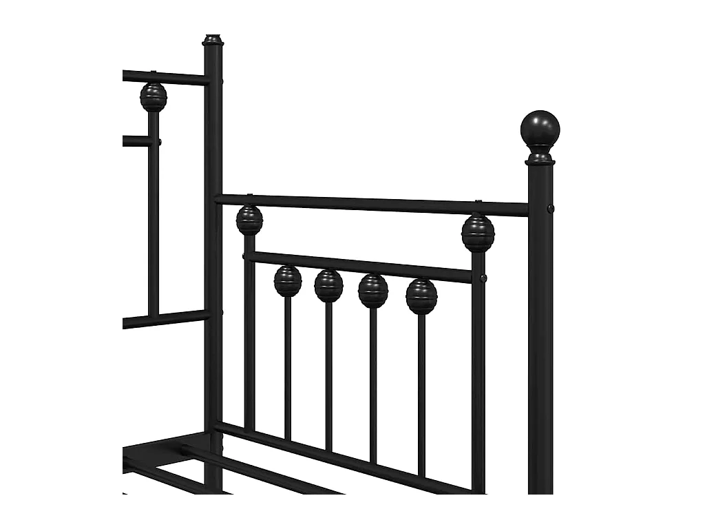 Cadre de lit de jour avec tête de lit Noir 75 x 190 cm Acier