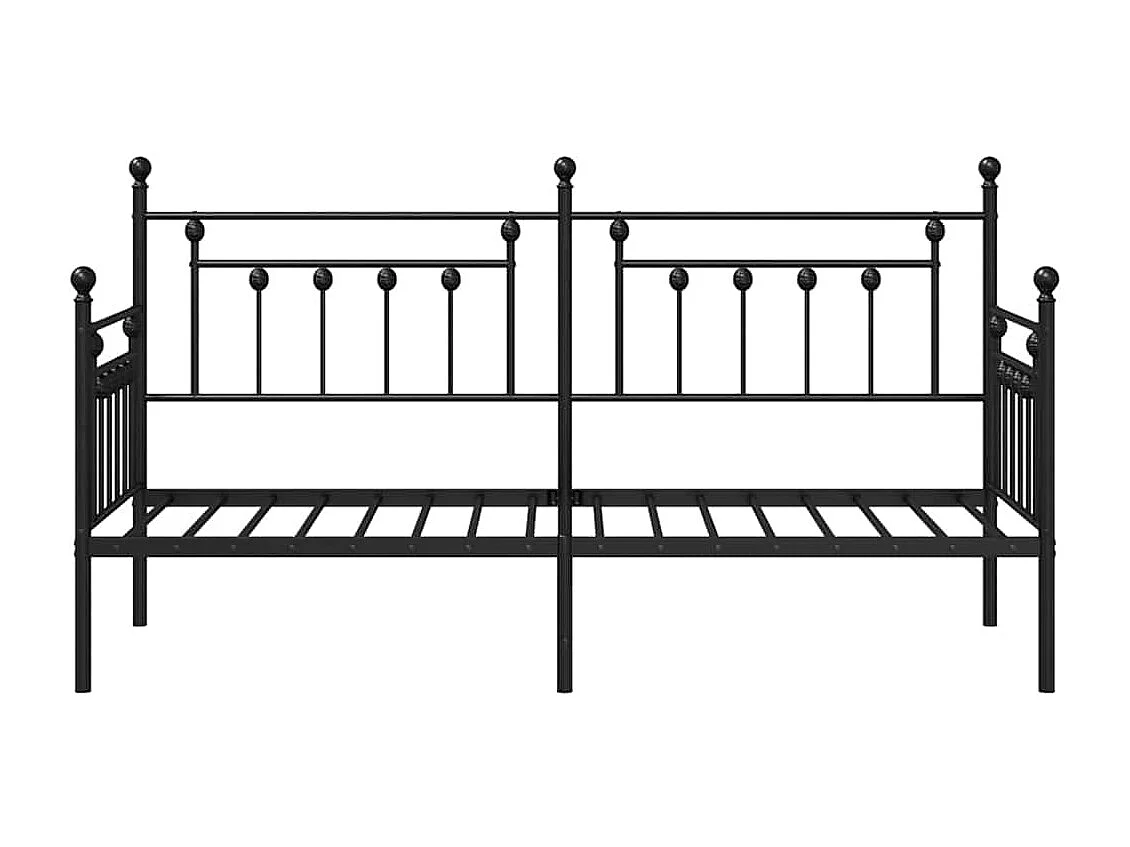 Tagesbettrahmen mit Kopfteil Schwarz 75 x 190 cm Stahl