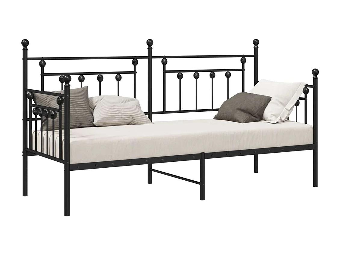 Cadre de lit de jour avec tête de lit Noir 75 x 190 cm Acier