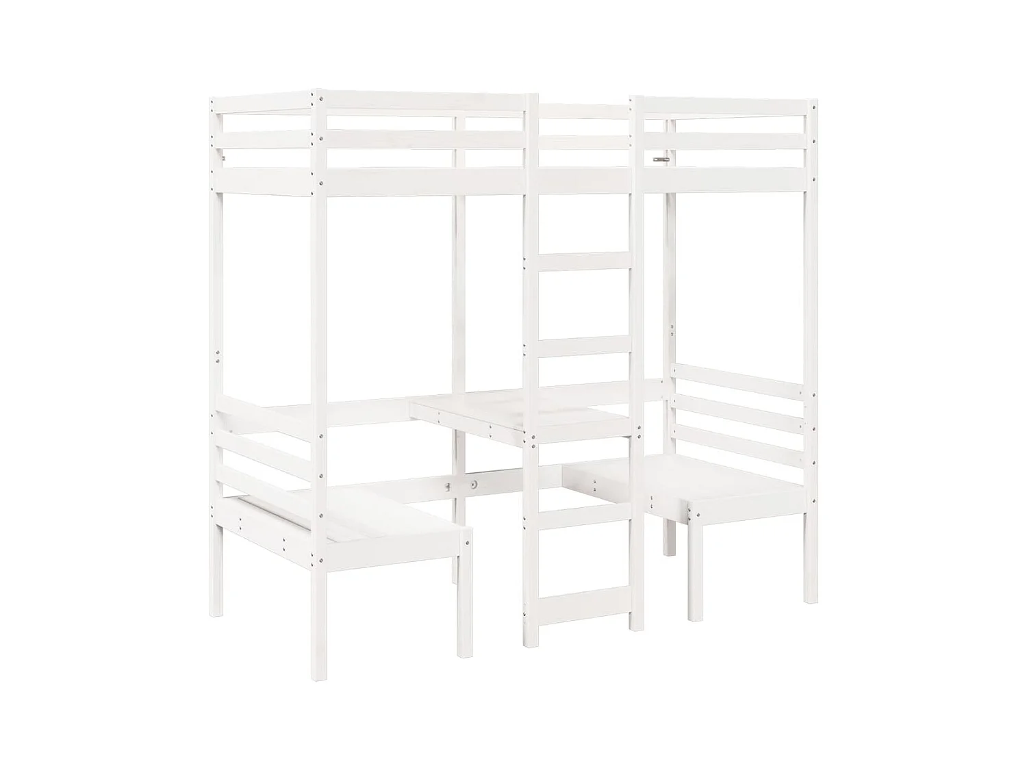 Hoogslaper met bureau en stoelen grenenhout wit 90x200cm