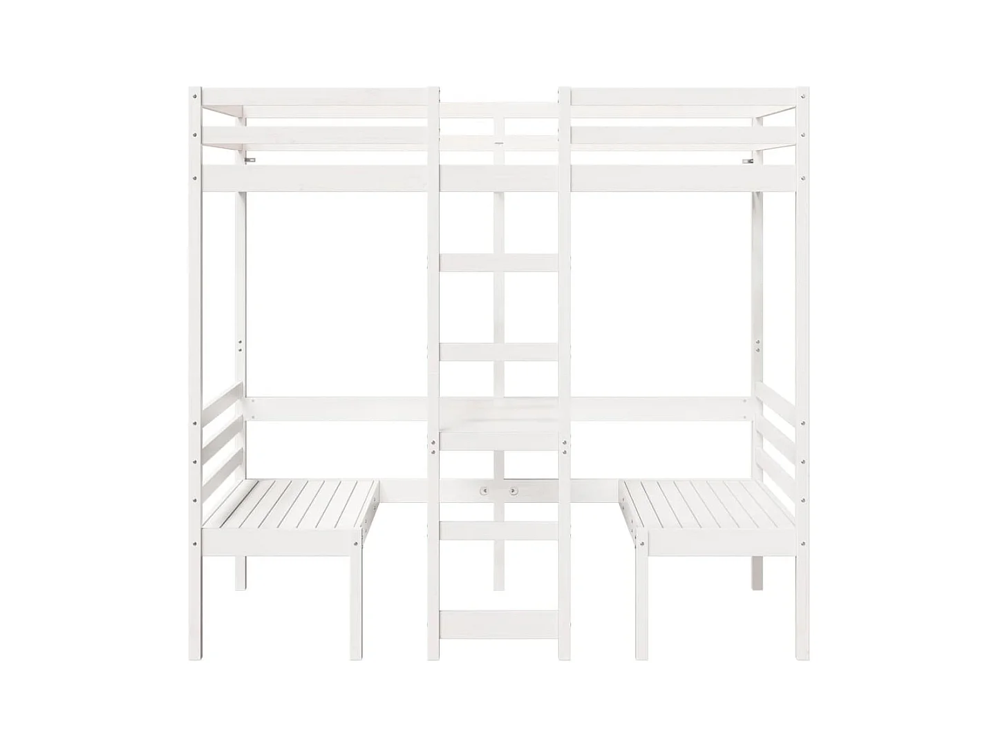 Hoogslaper met bureau en stoelen grenenhout wit 90x200cm