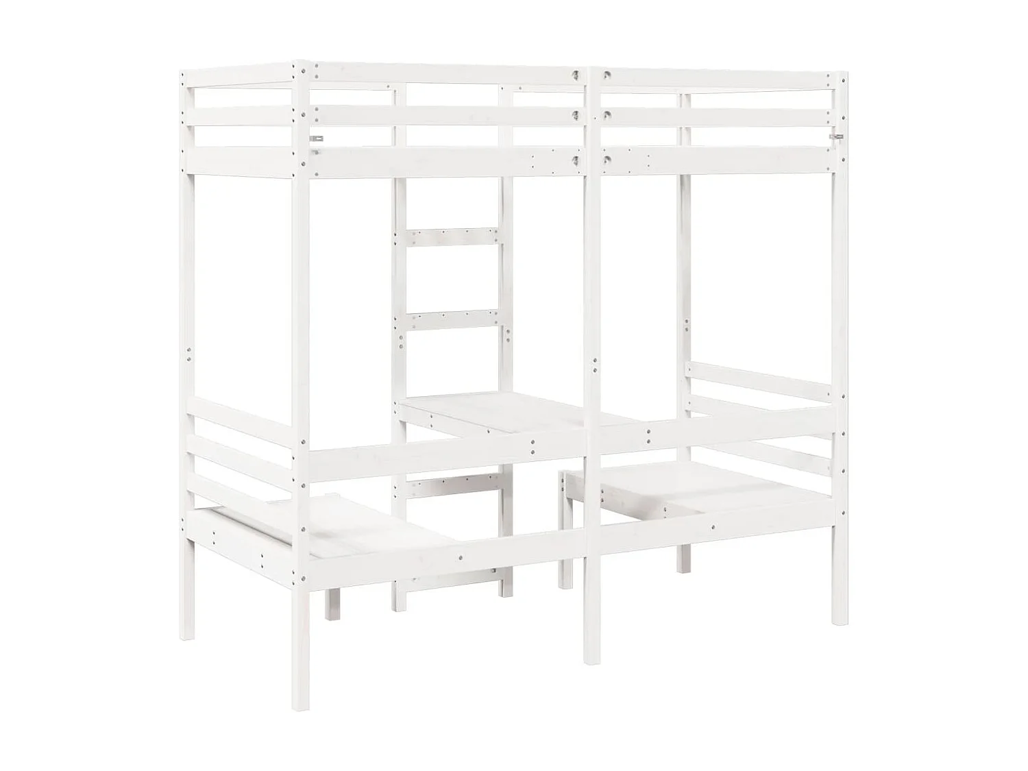 Hoogslaper met bureau en stoelen grenenhout wit 90x200cm