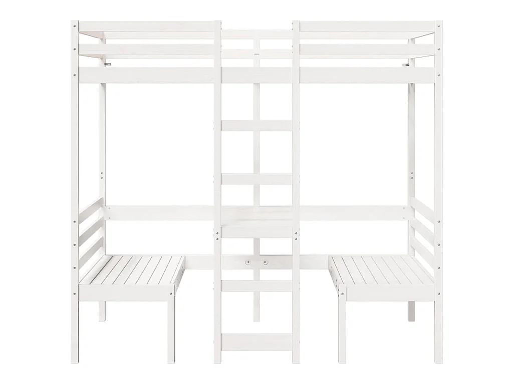Lit mezzanine avec bureau et chaises blanc 80x200 cm pin massif