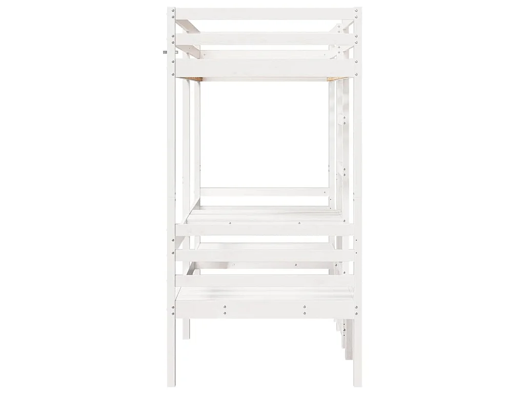 Lit mezzanine avec bureau et chaises blanc 80x200 cm pin massif