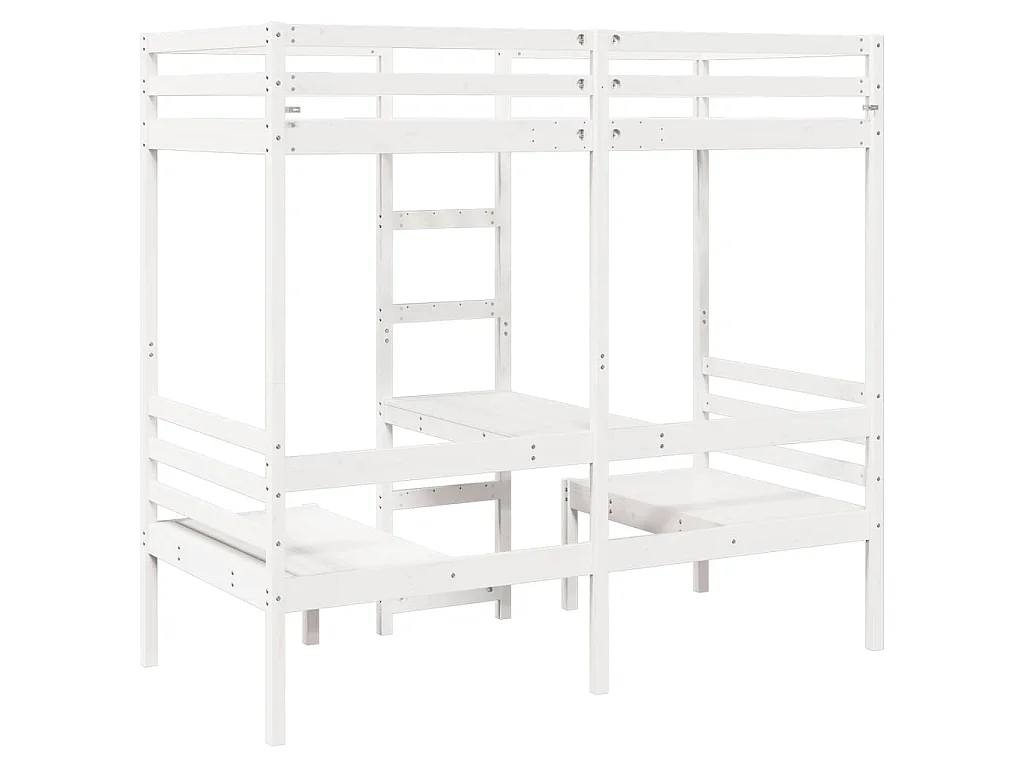 Lit mezzanine avec bureau et chaises blanc 80x200 cm pin massif