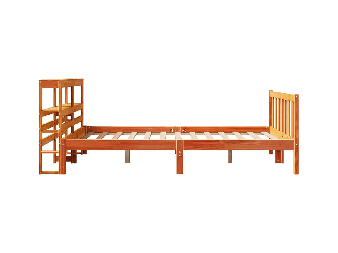 Cadre de lit et tête de lit sans matelas cire marron 135x190 cm