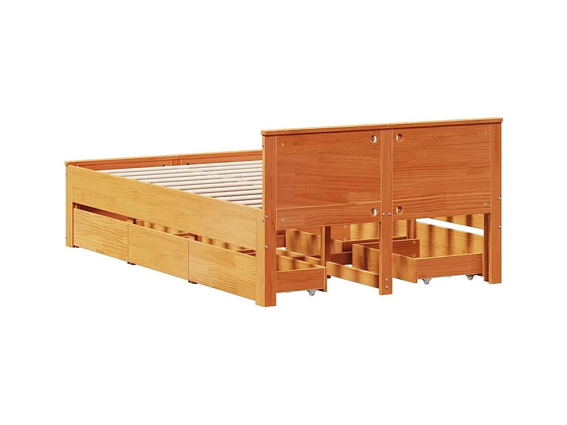 Cadre de lit sans matelas avec tête de lit brun cire 135x190 cm