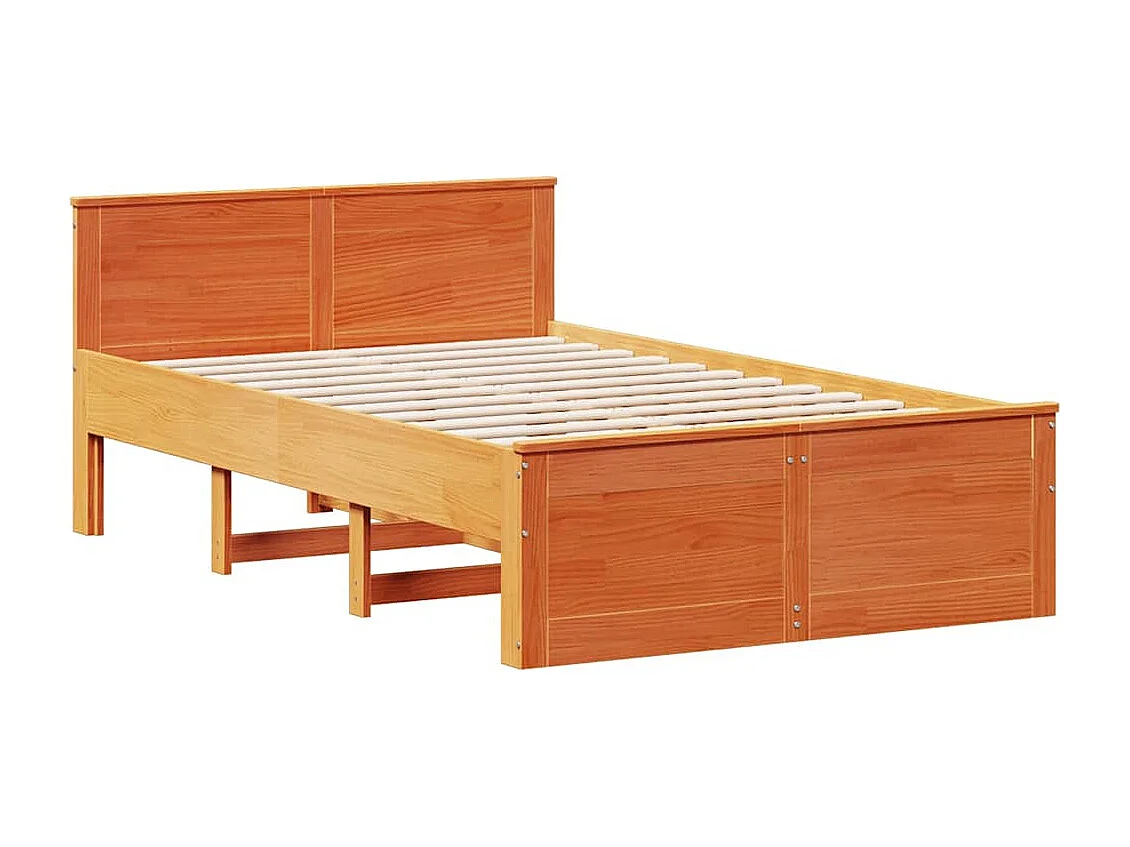 Cadre de lit sans matelas avec tête de lit brun cire 135x190 cm