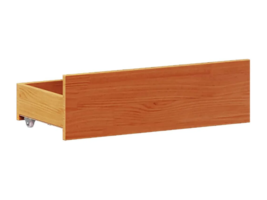Cama sem colchão com cabeceira pinho maciço castanho-mel
