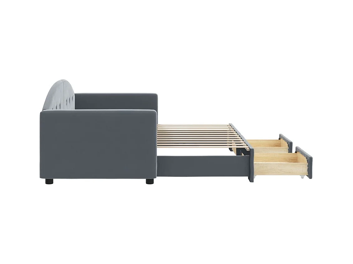 Tagesbett Ausziehbar mit Schubladen Dunkelgrau 80x200 cm Samt