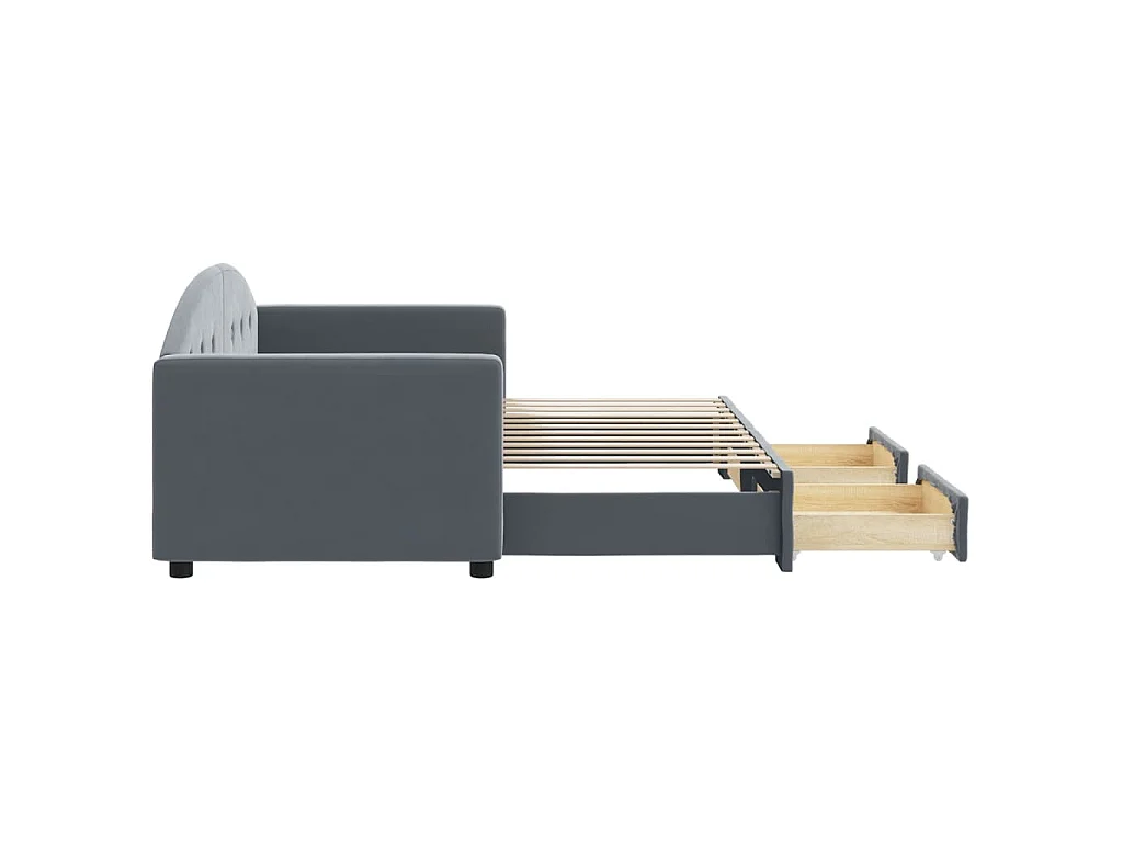 Slaapbank onderschuifbed en lades 80x200 cm fluweel donkergrijs