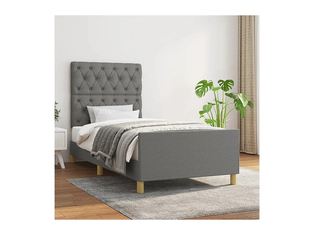 Cadre de lit sans matelas gris foncé 80x200 cm tissu