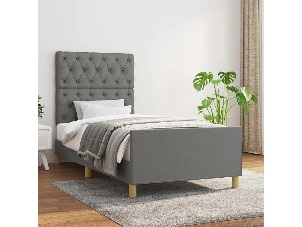 Bedframe zonder matras 80x200 cm stof donkergrijs