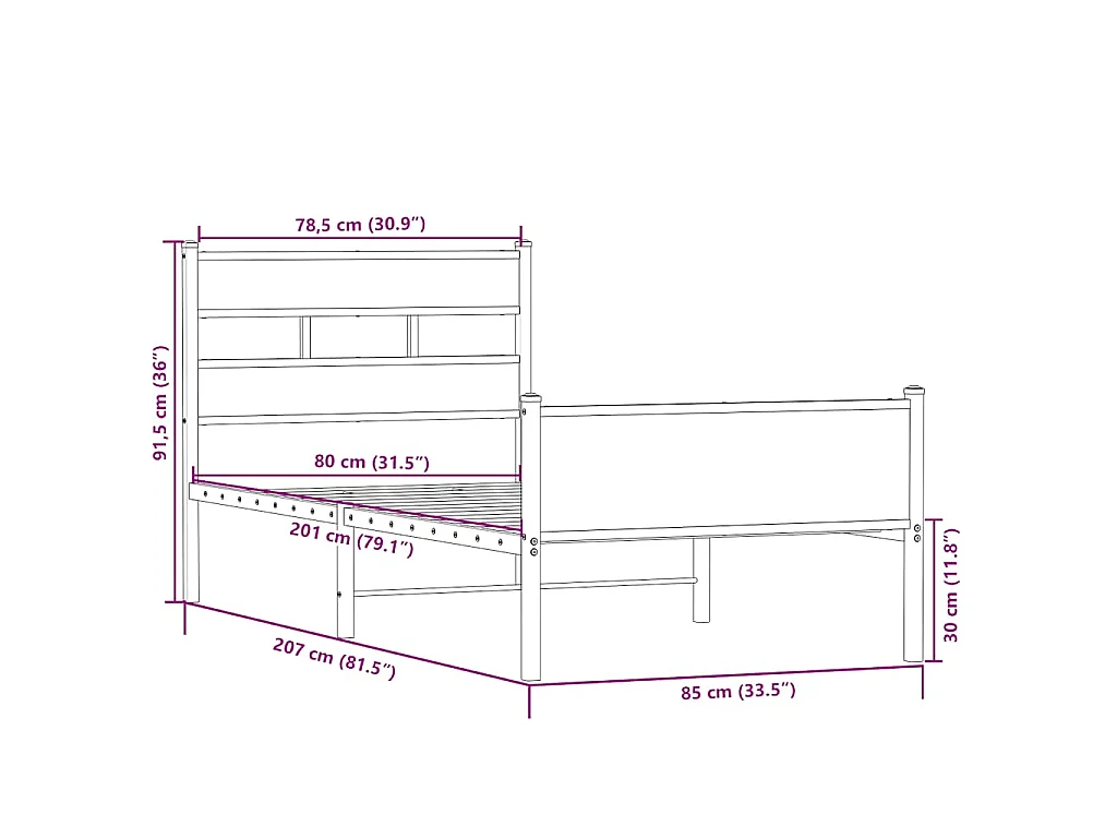Cadre de lit sans matelas chêne sonoma 80x200 cm