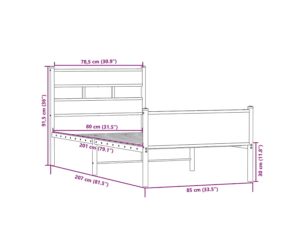 Cadre de lit sans matelas chêne sonoma 80x200 cm