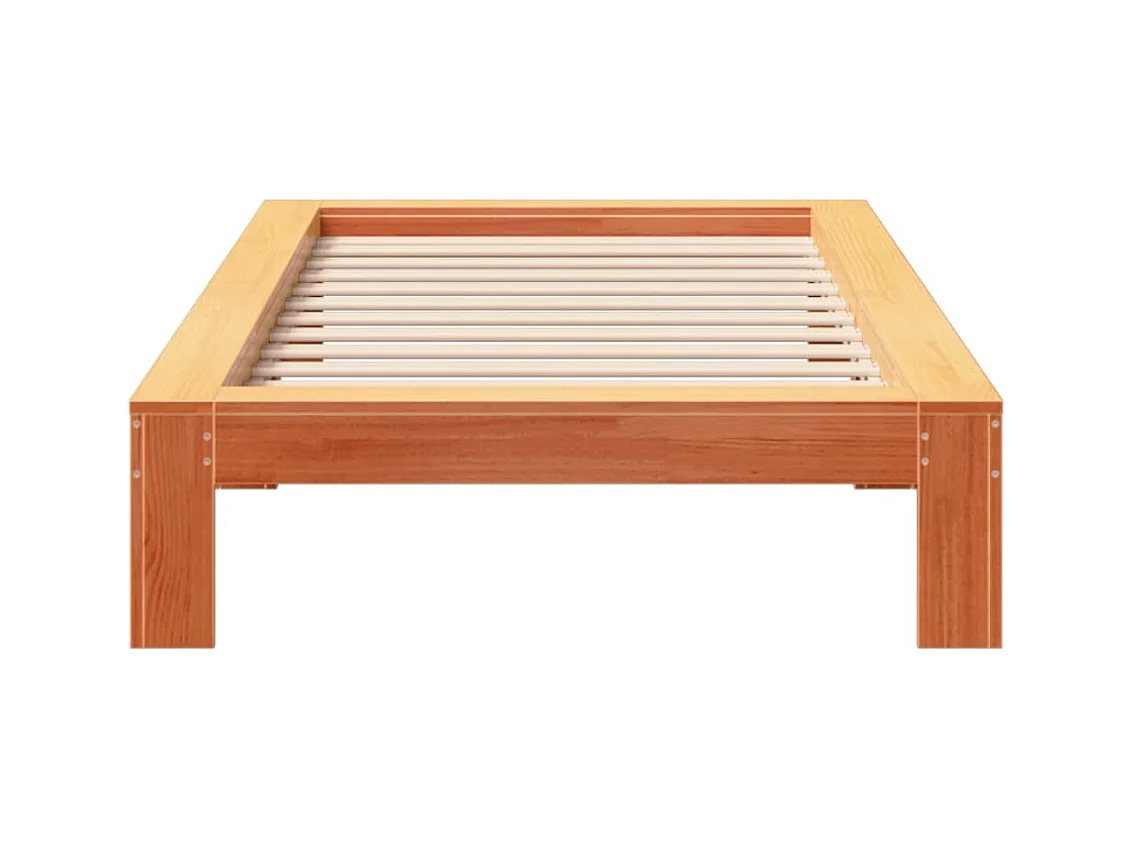 Cadre de lit sans matelas cire marron 75x190 cm bois pin massif