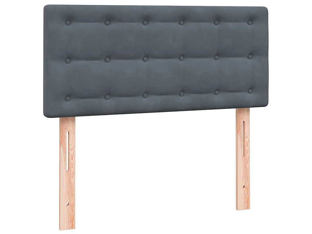 Cama box spring con colchón terciopelo gris oscuro 80x210 cm