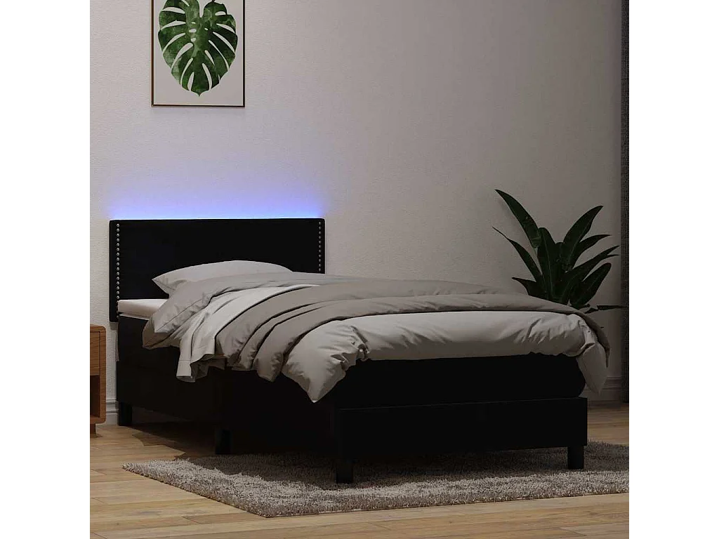 Boxspring met matras en LED fluweel zwart 80x220 cm