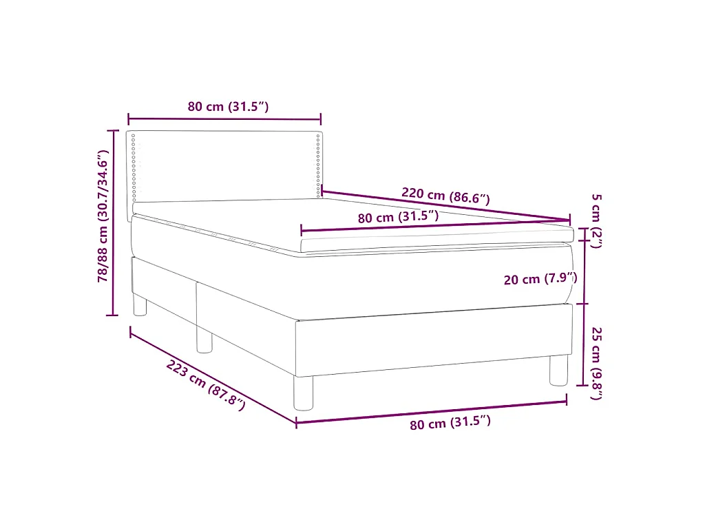 Boxspring met matras en LED fluweel zwart 80x220 cm