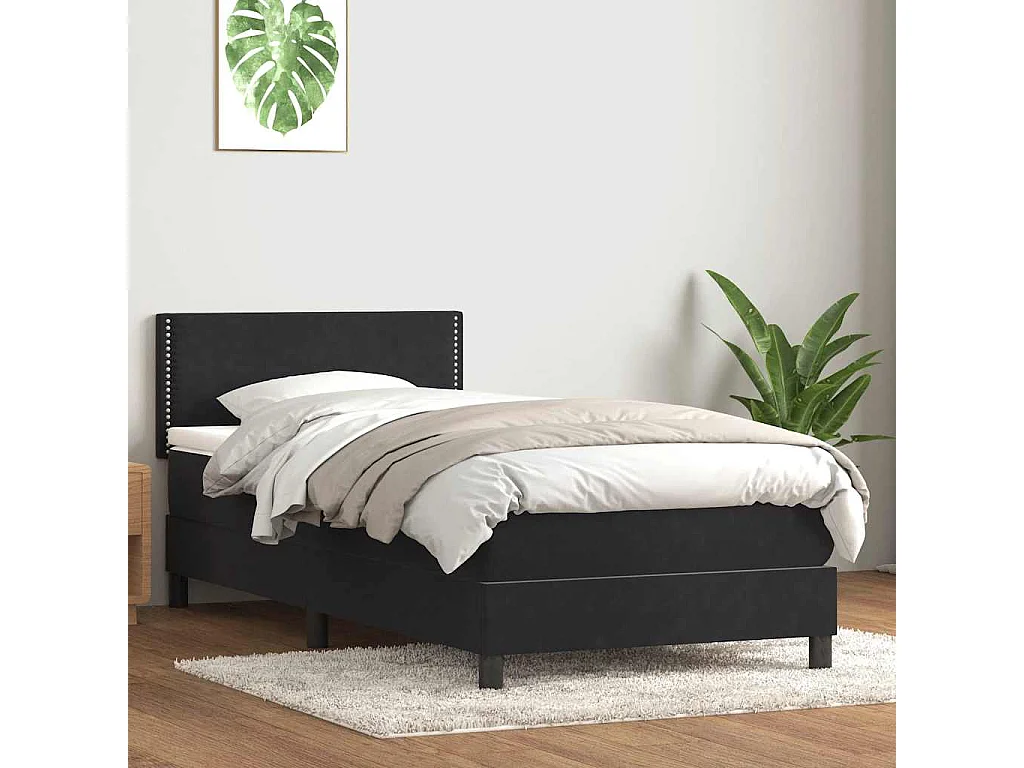 Boxspring met matras en LED fluweel zwart 80x220 cm