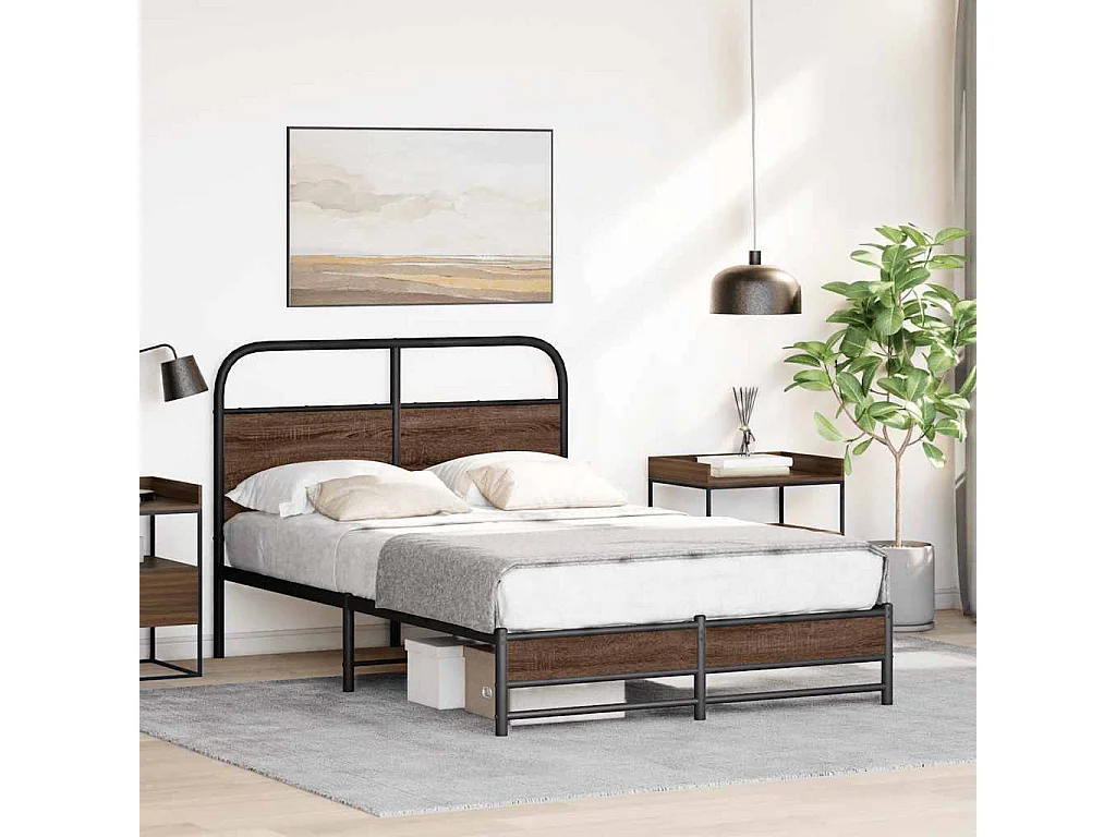 Cadre de lit sans matelas 135x190 cm chêne marron
