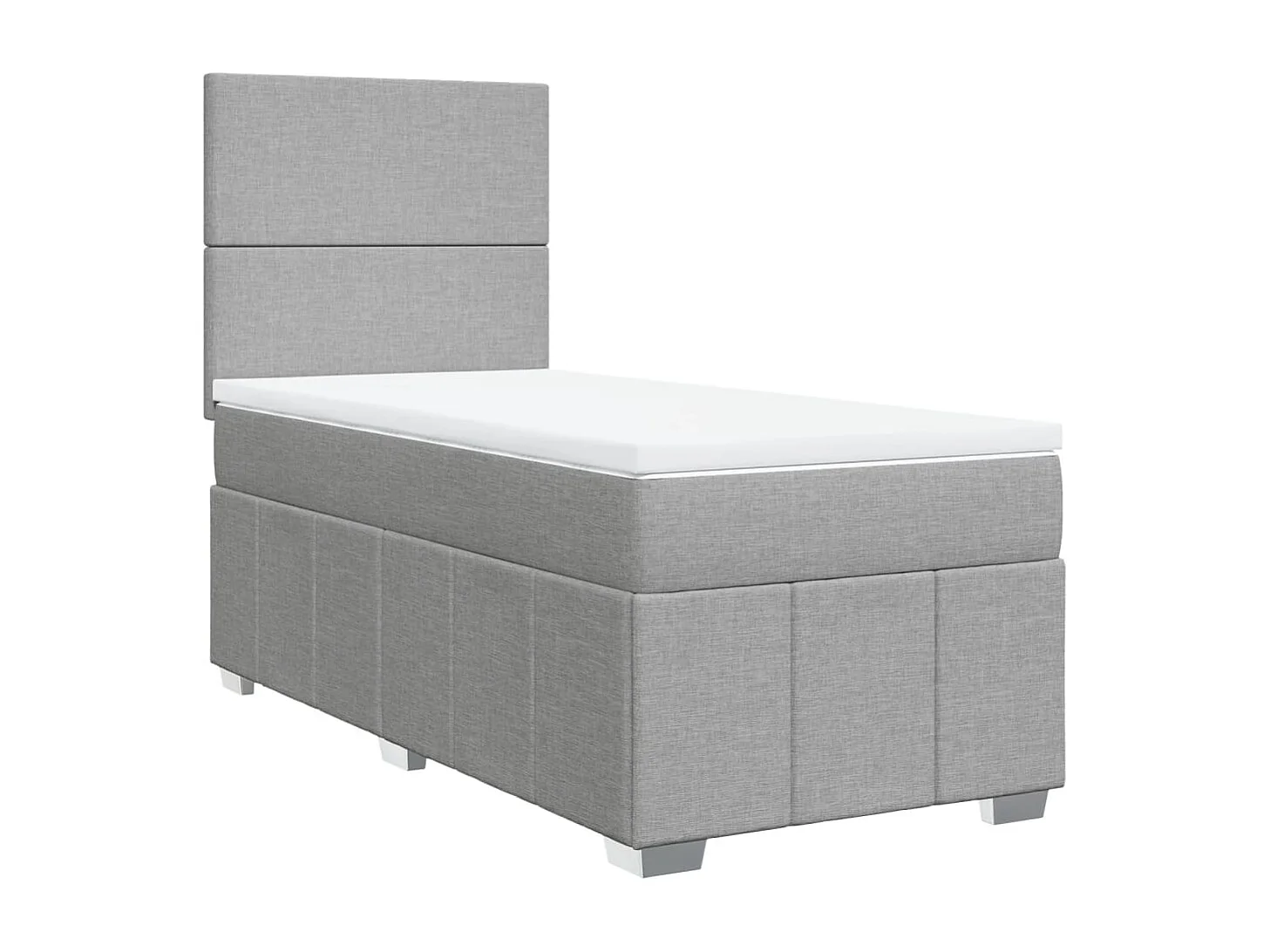 Cama box spring con colchón tela gris claro 80x200 cm