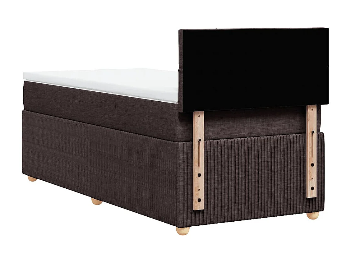 Cama box spring con colchón tela marrón oscuro 80x200 cm