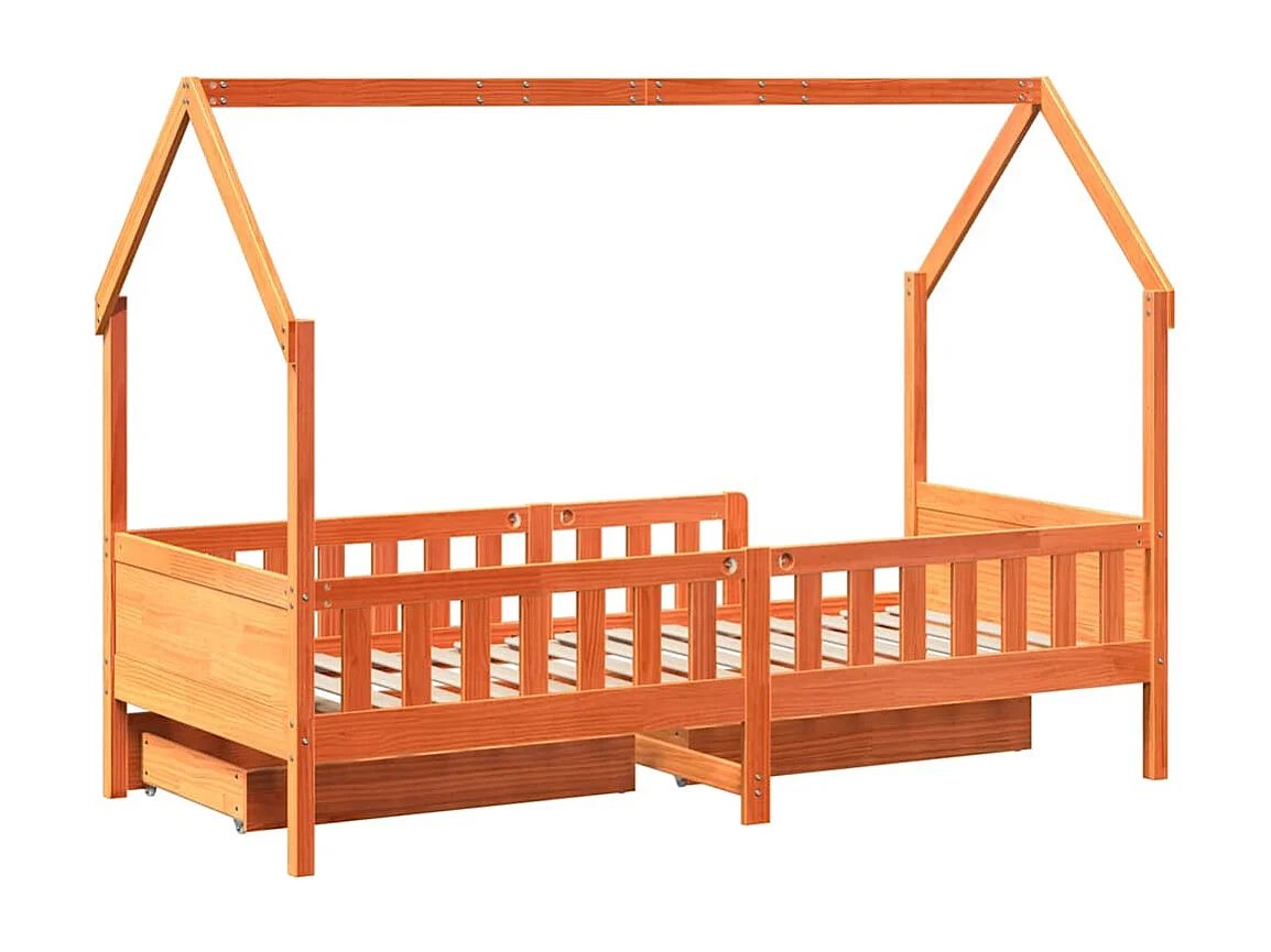 Kinderbedframe met lades 80x200 cm massief grenenhout