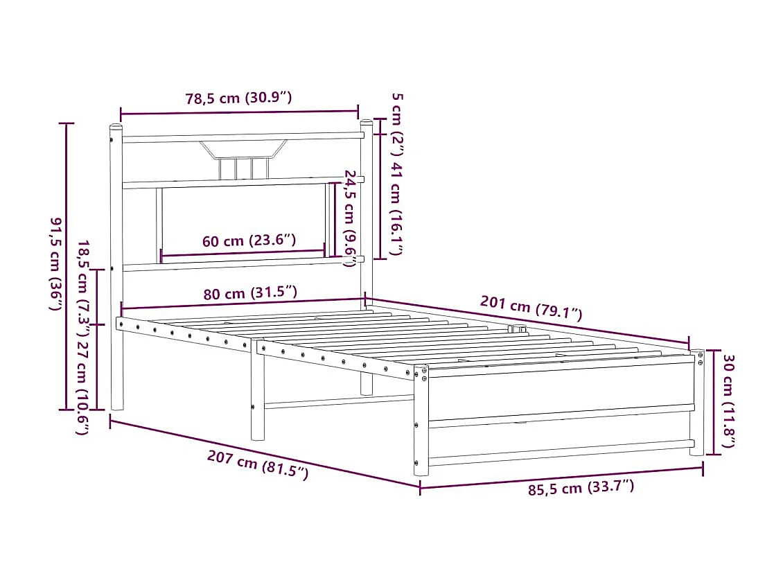 Bedframe zonder matras hout sonoma eikenkleurig 80x200 cm