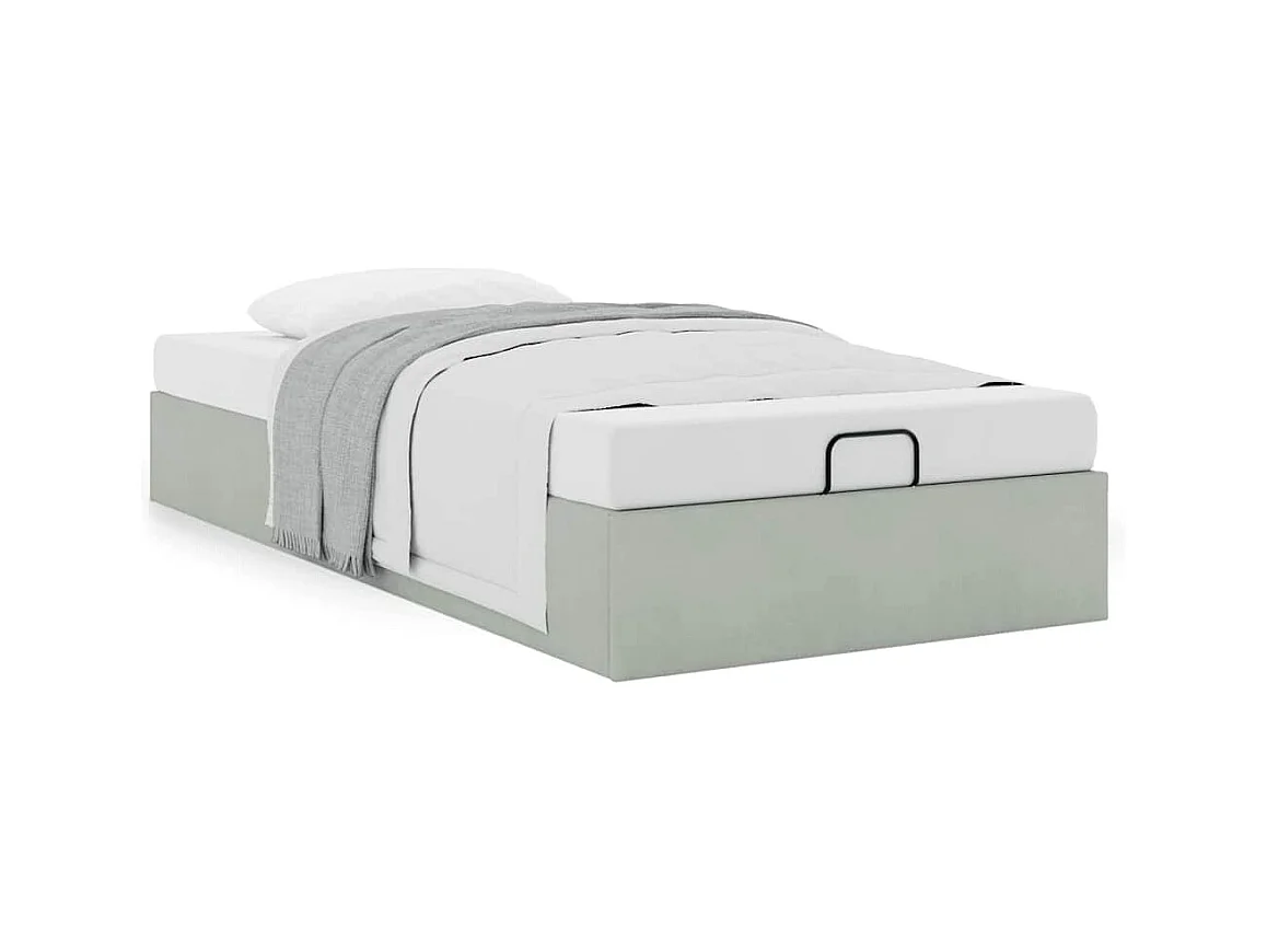 Cadre de lit ottoman sans matelas gris clair 80x200 cm velours